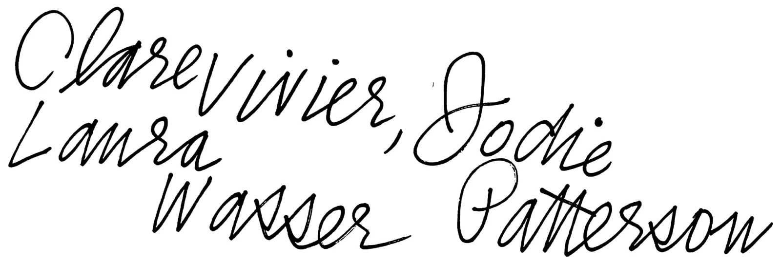 Handschriftliche Namen der Zeitzeug:innen
